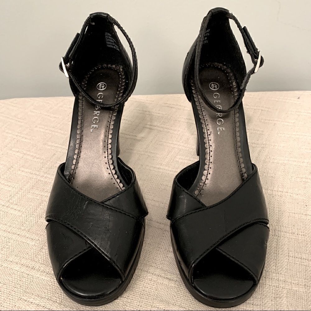 George Black Leather Heels 